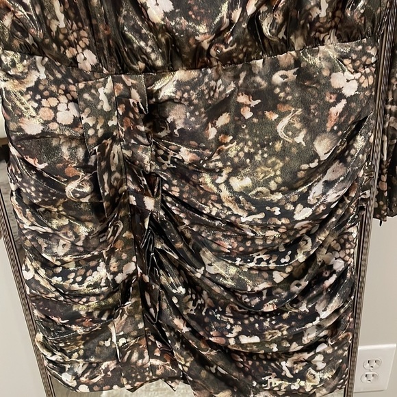 All Saints Lilliana Kettu Gold and Black Ruched Dress - Picture 8 of 16